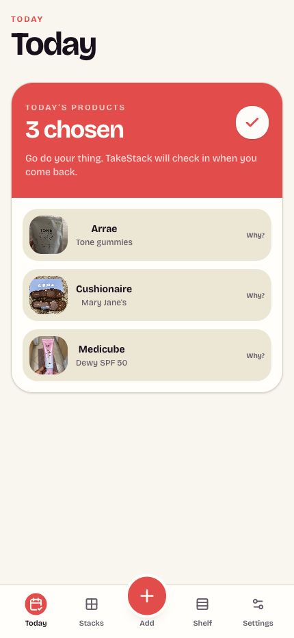 StackTake mobile screen for choosing today’s products
